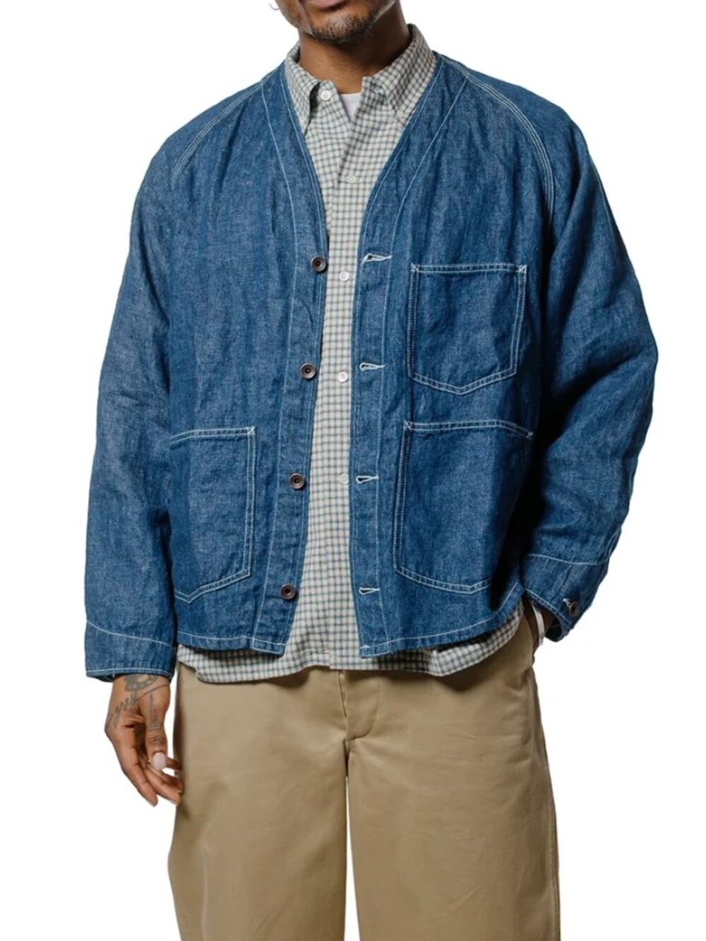 Beams Plus Flax Engineer Denim Chore Jacket Japanese Fabric M
